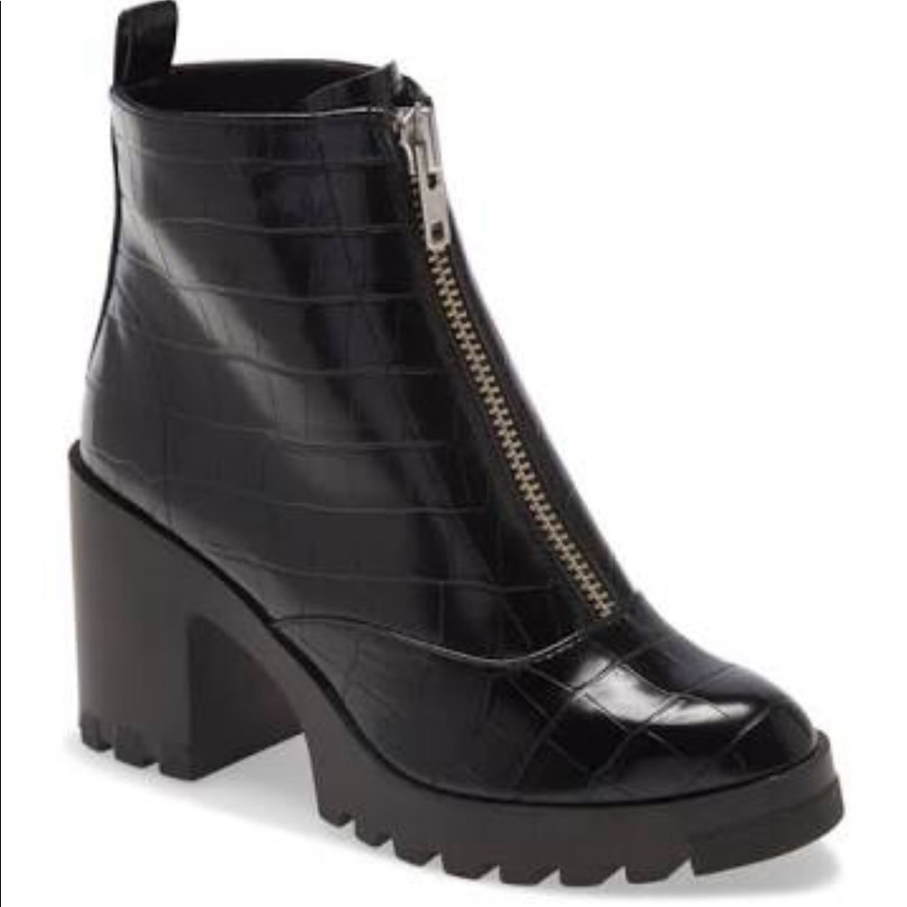 Black Chelsea booties with zipper